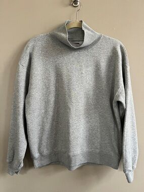 Gap Vintage Soft Turtleneck Drop Shoulder oversized Grey Sweatshirt size XXS
